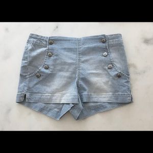 Blue Spice Striped Jean Shorts